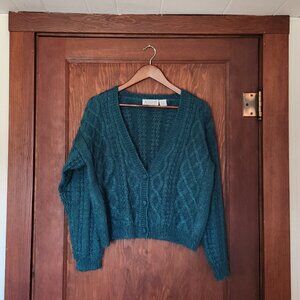 Vintage Autograph American Clothing Green Mohair Blend Cardigan